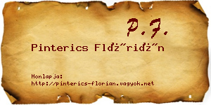 Pinterics Flórián névjegykártya